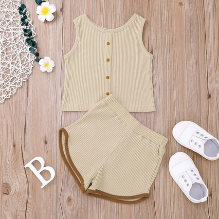 

Tejiojio Girls and Toddlers Soft Cotton Clearance Toddler Kids Baby Girls Boys Summer Fashion Vest Top Solid Color Shorts Clothes