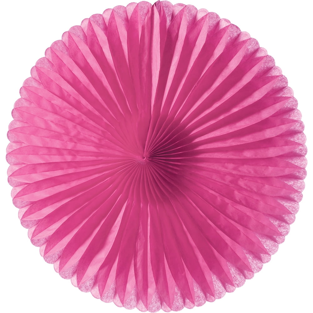 Hanging Paper Fan 14 Inch Fuchsia Pink Rice Paper Honeycomb