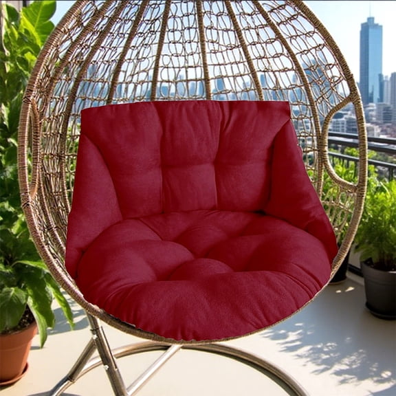 Bxaolu Hammock Chair Cushion, Hanging Basket Egg Chair Cushion Round Seat Thick Nest Back Pillow for Patio Porch Furniture Garden Swing Chair Seat Pads (Only Pads - Red)
