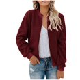 thumbnail image 2 of Women's Faux Fur Long Sleeve Casual Sherpa Zipper Clip Bomber Jacket, 2 of 19