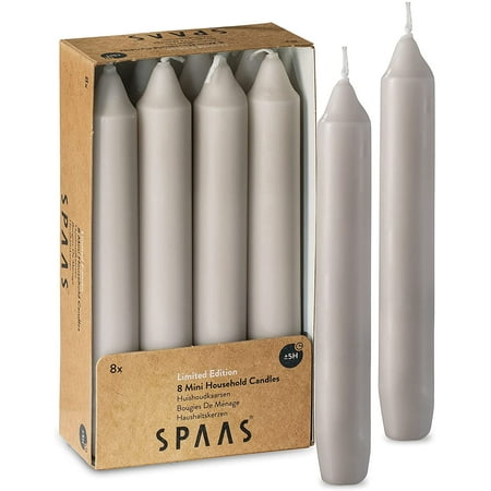 Tribello Straight Beige Taper Candles, 6 Inch, 8-Pack