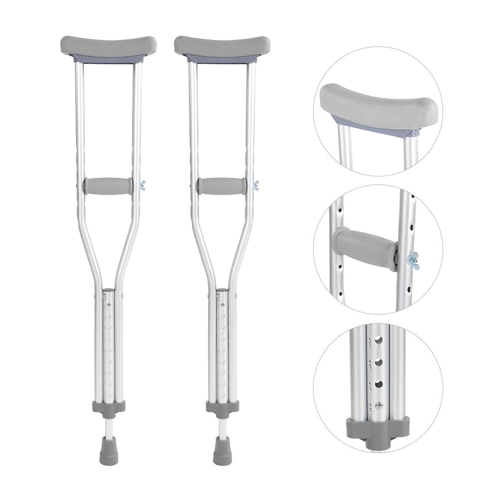 LYUMO Push Button Crutches, 82cm Aluminum Alloy Push Button Adjustable