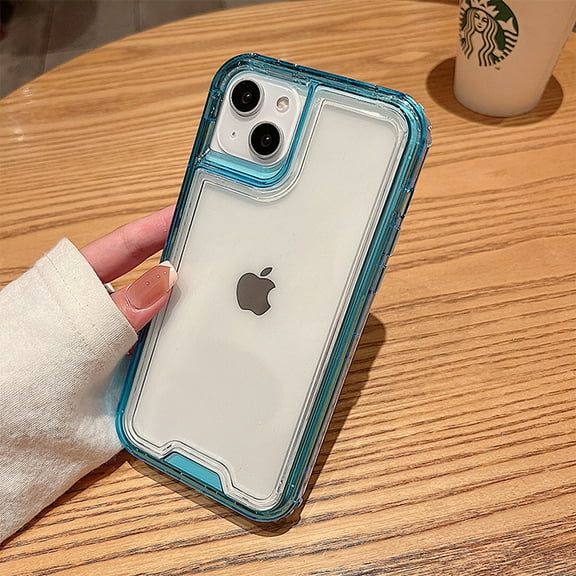 Crystal Clear Case for iPhone 13 Mini, [Not Yellowing][Military Grade Drop Tested] Transparent Shockproof Protective Phone Case Hard PC   Soft Silicone Slim Cover For iPhone 13 Mini,Blue