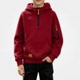 thumbnail image 2 of Piuwrlz Fall Winter Hoodies Pullover Boys with Pockets Warm Casual Hood Sweatshirts Wine Size 8 Years, 2 of 10