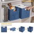 thumbnail image 2 of Wicker Storage Basket, Set of 2 Hand-Woven Storage Baskets for Shelves with Handles, Foldable Cube Storage Bins Organizer, Blue 13x13 Inch Large Wicker Baskets for Pantry Bedroom Decor, Blue, 2 of 5