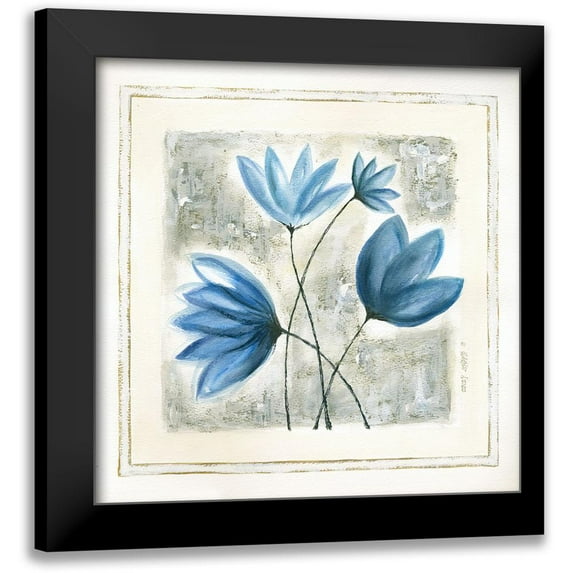 Shamp, Cindy 12x12 Black Modern Framed Museum Art Print Titled - Blue Flowers