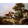 thumbnail image 3 of Francesco Zuccarelli 18x15 Black Modern Framed Museum Art Print Titled - Landscape with a Fountain, Figures and Animals, 3 of 5