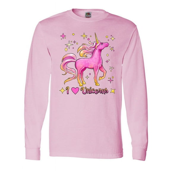 Inktastic I Love Unicorns Pink and Yellow Long Sleeve T-Shirt