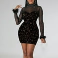 thumbnail image 2 of Sexlip Womens Sequin Crew Neck Long Sleeve Bodycon Mini Dress Fascinating Sparkly Cocktail Club Party Dress Multicolor S, 2 of 5