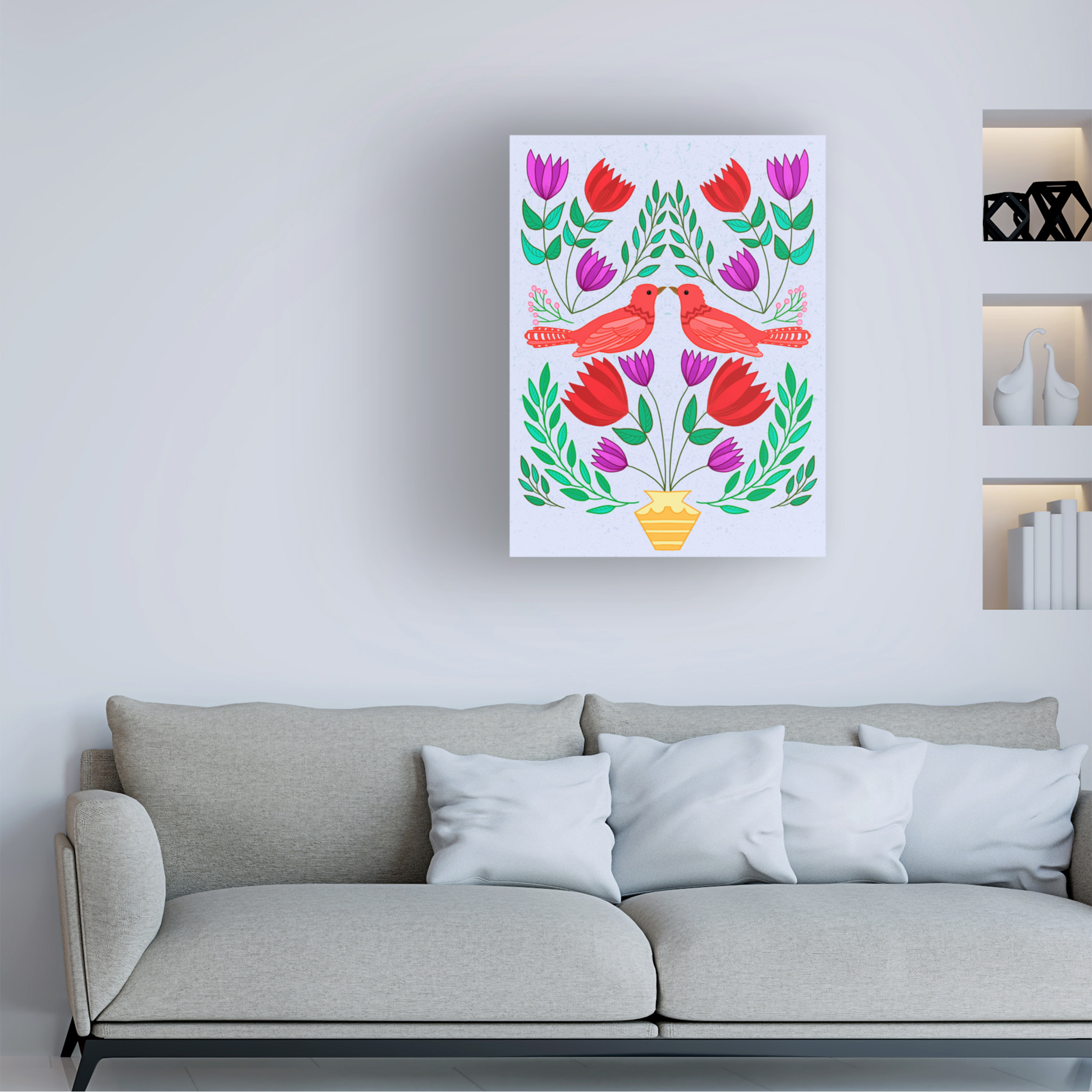 Regina Moore 'Folk Bird III' Canvas Art