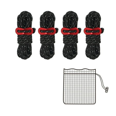

Hapeisy Outdoor Reflective Guy Lines Tent Cords Camping Rope with Guylines Adjuster Tensioner with Pouch (4-Pack)