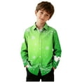 thumbnail image 2 of Cowsor Boys' St. Patrick's Day Long Sleeve Shirt - Casual Button-Down Turndown Collar, Festive Prints for School, Family Photos & Daily Outings, Soft Comfortable Fit 3-16 Years, 2 of 7