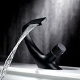 thumbnail image 1 of Grifo de lavabo de un solo orificio con cascada, grifo de latón para lavabo de baño, grifo de lavabo de bañera de diseño de lujo (negro, 1813 cm), 1 of 4