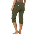 thumbnail image 4 of Summer Savings Clearance! Stamzod Plus Size Capris for Women Summer Solid Color High Waist Cargo Crop Pants with Pocket Casual Fitting Work Cargo Capris for Women Brown M, 4 of 4