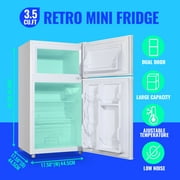 Tacool 3.5 Cu.ft Retro Mini Fridge with Freezer, 2 Door Small Refrigerator with 7 Adjustable Thermostat for Home, White