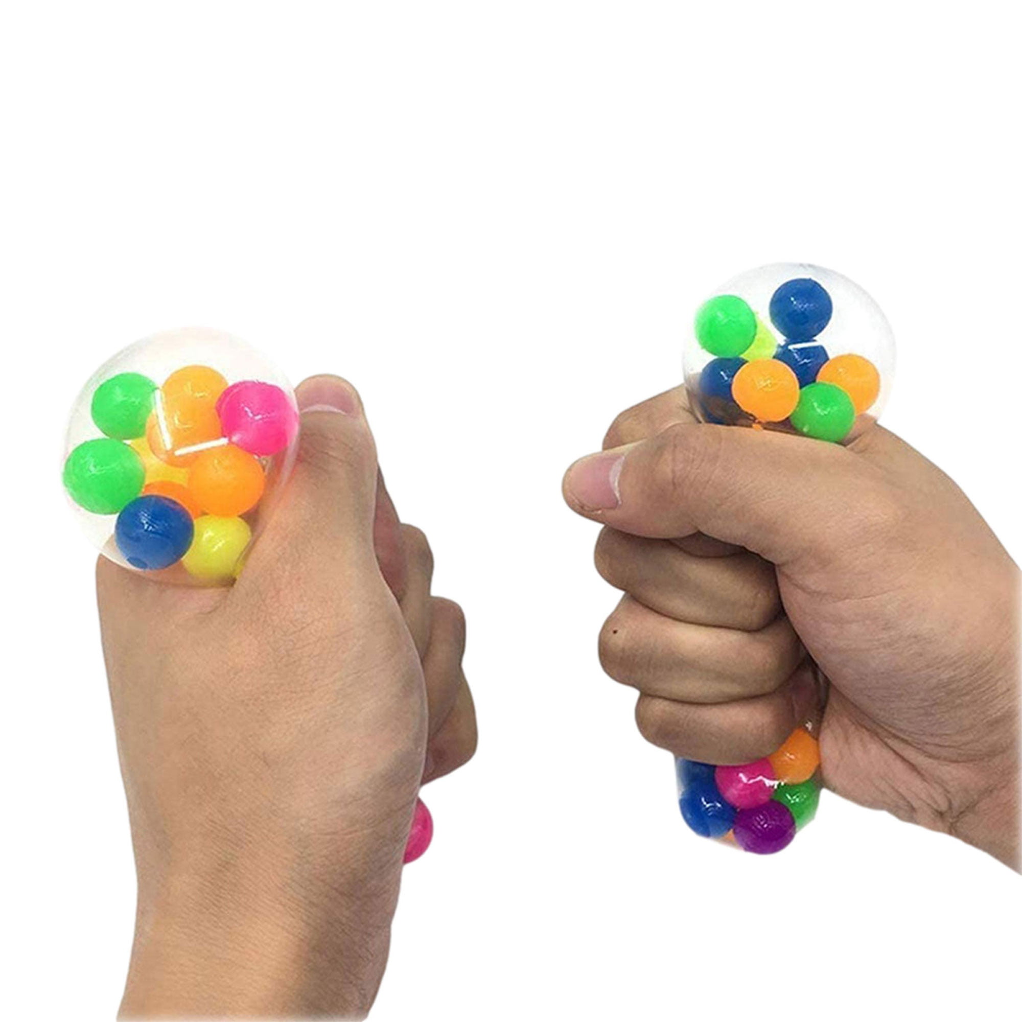 Squishy Rainbow Stress Ball Fidget Toy with DNA Colorful Beads Inside Relieve Stress Anxiety Hand Exercise Tool for Kids Adults
