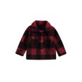 thumbnail image 2 of Elippeo Toddler Baby Winter Warm Jacket 1Y 2Y 3Y 4Y 5Y 6Y Fuzzy Long Sleeve Plaid Print Button Down Coat Outwear, 2 of 9