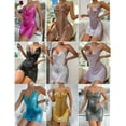 thumbnail image 5 of Shimmering Metal Sequined Backless Halterneck Party Dress with Side Split for Women Cowl Neck Cocktail Nightclub Gown, 5 of 8