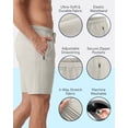 thumbnail image 4 of Athletic Shorts For Men 3 Pack Casual Shorts 8" Basketball Gym Shorts With Zipper Pockets Black, Taupe Heather, Dusty Blue Size S, 4 of 8