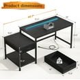 thumbnail image 2 of DurayLoly Gaming Desk 48.1 Inch with LED Lights and Power Outlets,Reversible Computer Desk with Drawers and Shelf,Gaming Table with Hooks for Headphone,Bags,Small Desk for Bedroom,Dorm,Black, 2 of 18