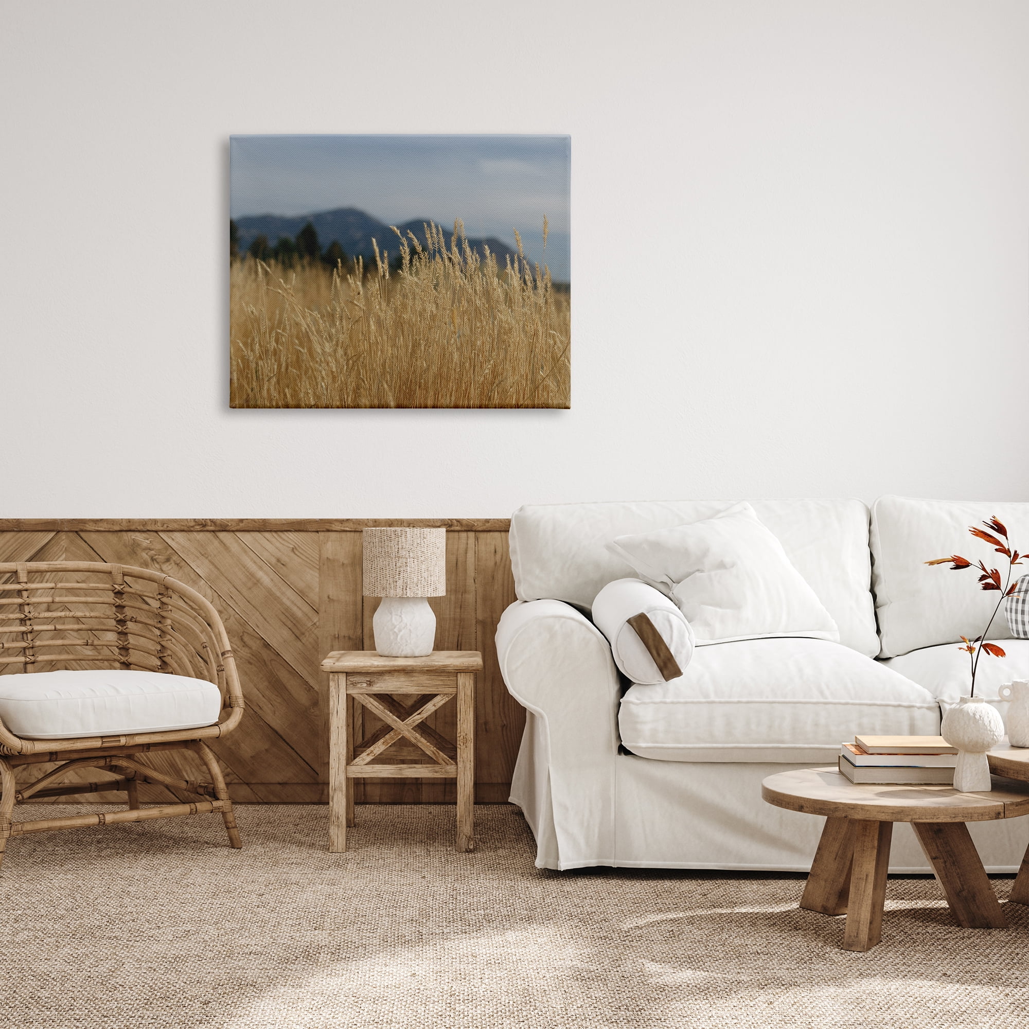 Stupell Industries Wheat Field Landscape Nature Photography Gallery Wrapped Canvas Print Wall Art, 40 x 30