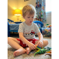 thumbnail image 5 of BemeyourBBs 2Pcs Toddler Baby Boy Summer Clothes Infant Baby Boys Baseball Outfits Waffle Knit Short Sleeve Baseball in Tractor Embroidery T-Shirt Shorts Set, 5 of 9
