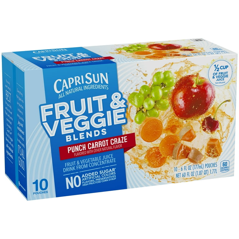 Capri Sun Fruit & Veggie Blends Punch Carrot Craze Juice Drink, 10 ct -  Pouches, 60.0 fl oz Box 