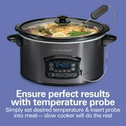 Hamilton Beach 6 Qt Programmable Slow Cooker, Defrost Function, Temperature Probe, Stoneware Crock with Removable Pot, Black