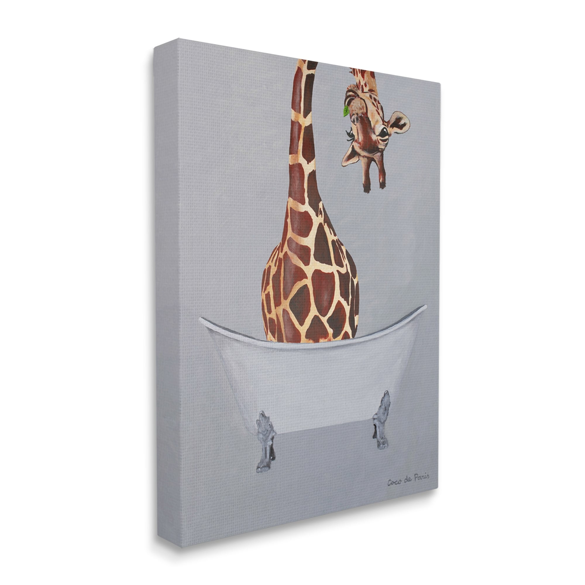 Stupell Industries Funny Giraffe Neck Bathtub Bathroom Theme Painting , 24 x 30, Design by Coco de Paris
