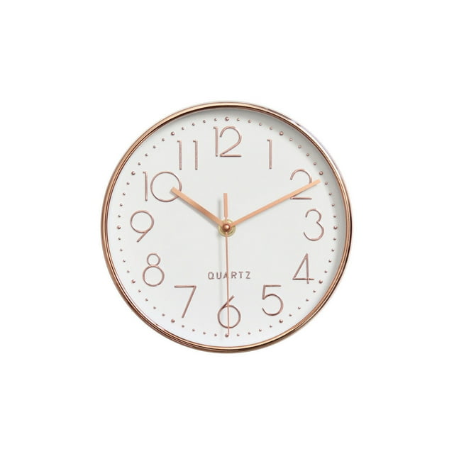 Bewildely Reloj de pared de cristal de alta definición, relojes colgantes que no hacen tictac, reloj con pilas, reloj redondo, decoración del Decoración del hogar Oro rosa