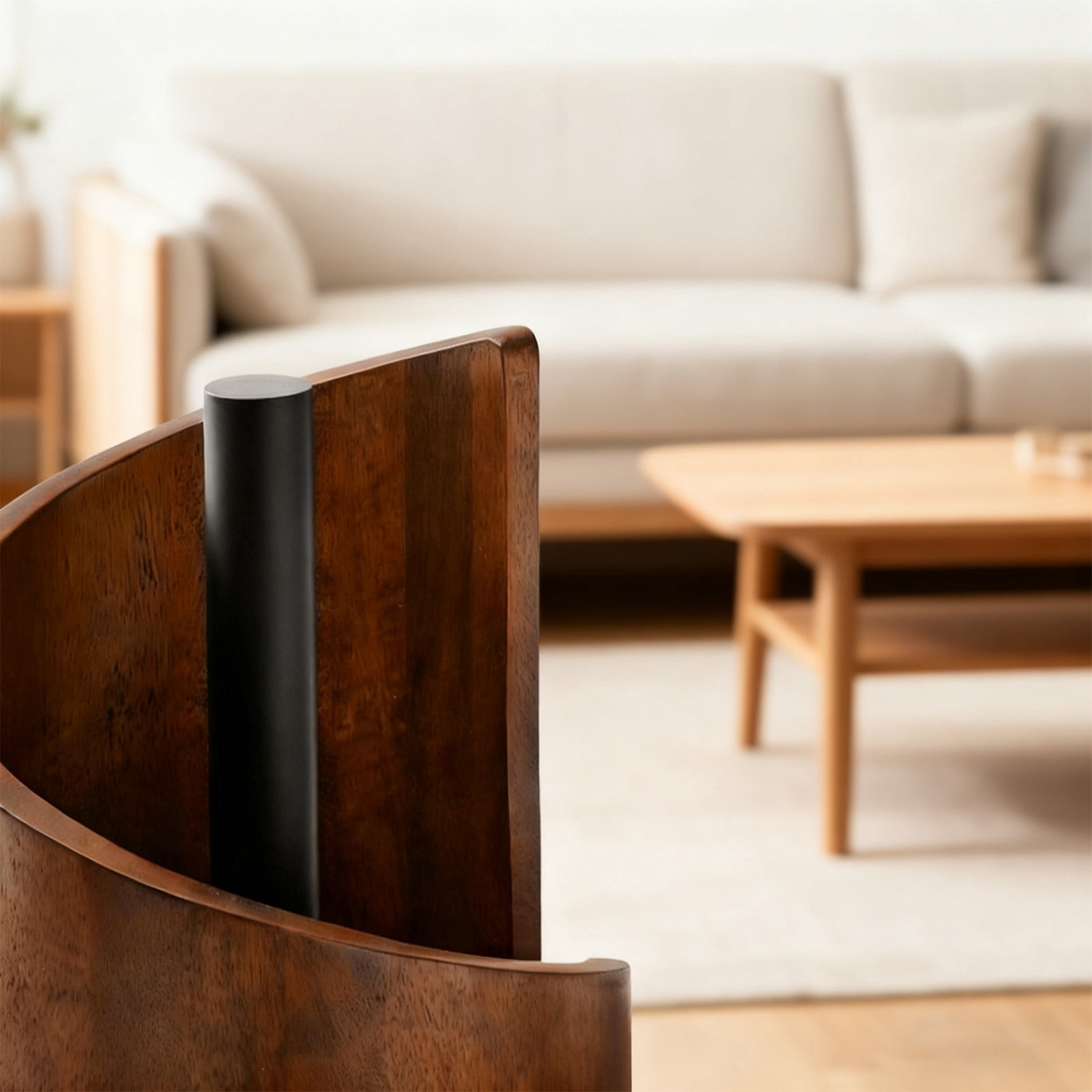 Mountain Paper Towel Holder Countertop with Mango Wood Round Base and Iron, Wood Paper Towel Holder Modern Spiral Cover Design, Mountain Themed Papers for Kitchen Bathroom (Black)