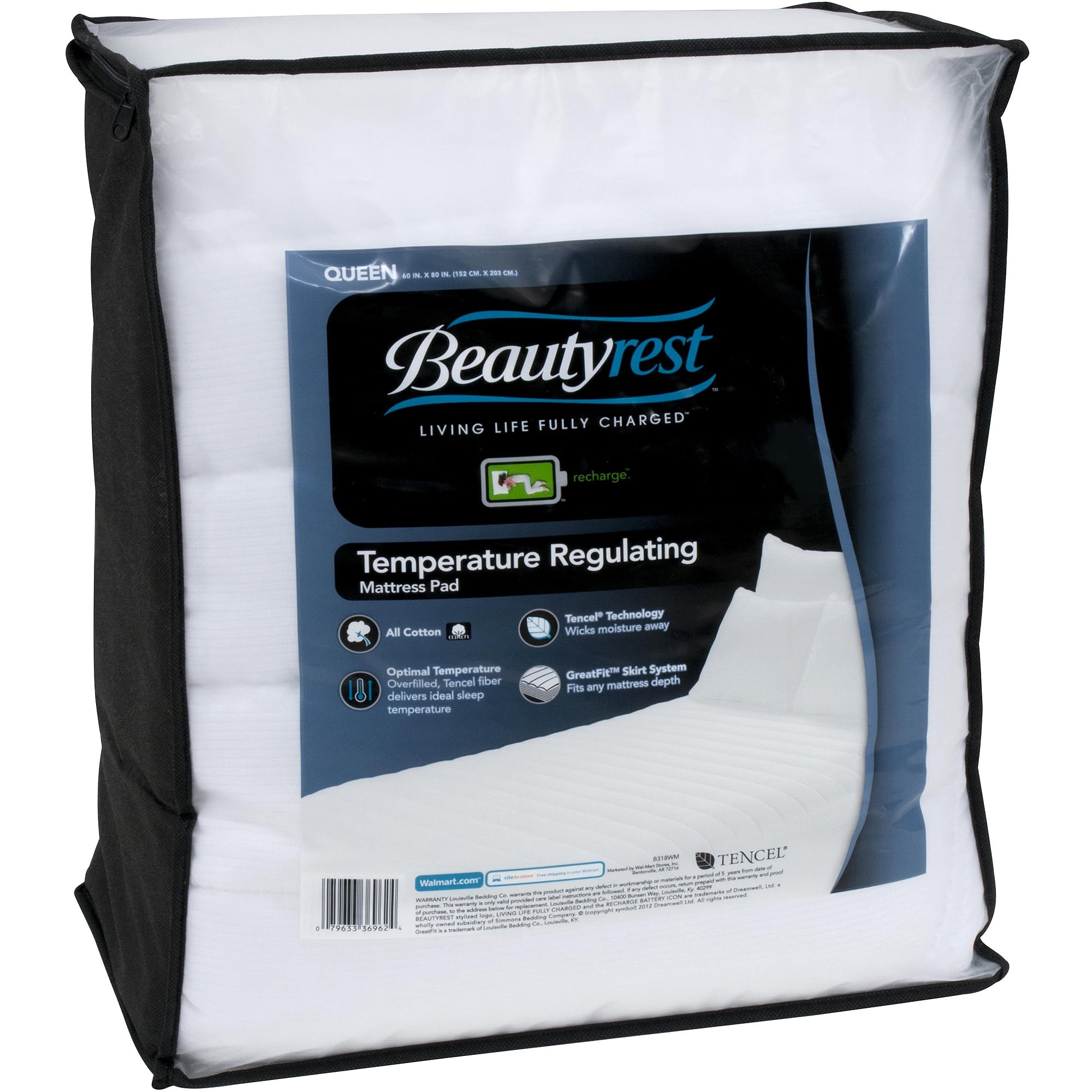 Beautyrest Temperature Regulating Mattress Pad, 1 Each