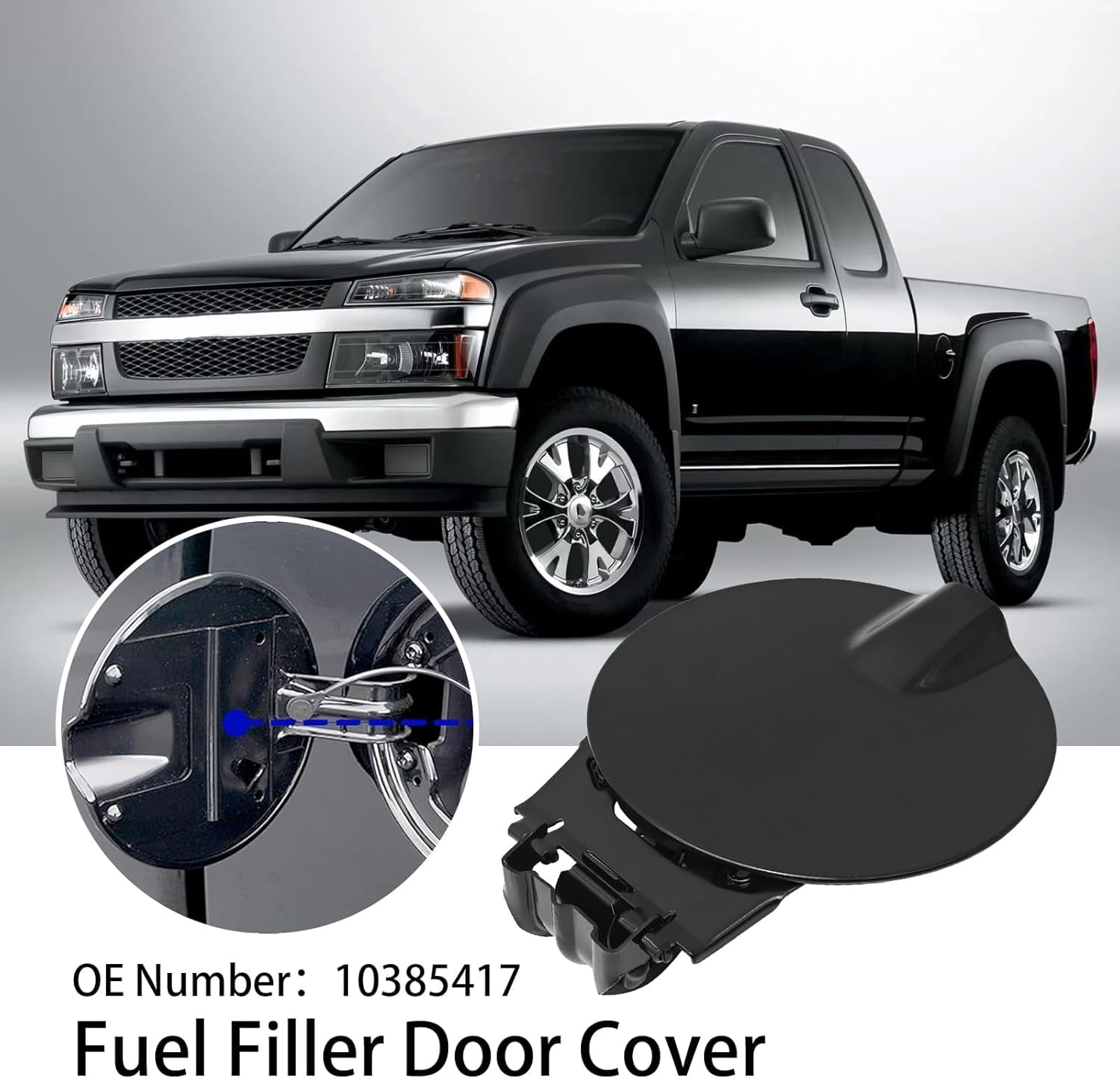 10385417 Fuel Filler Gas Door Tank Matte Black Gas Cover Cap Fuel filler gas door Compatible with Chevy Colorado & GMC Canyon 2004 2005 2006 2007 2008 2009 2010 2011 2012