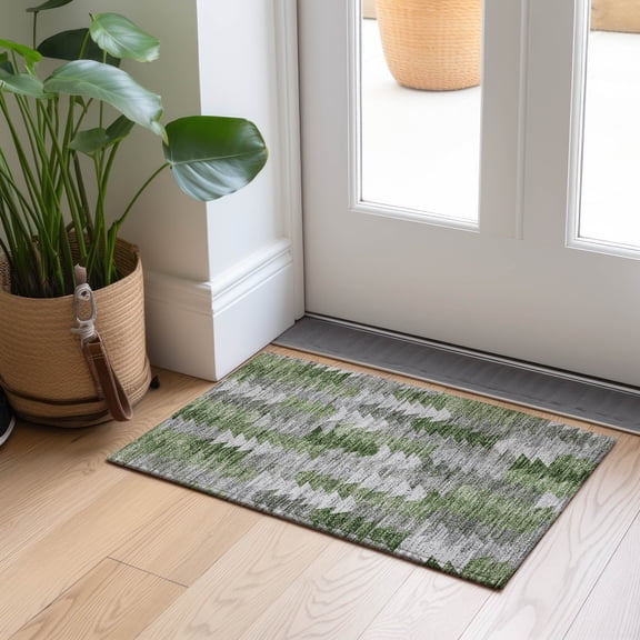 Addison Rugs Chantille Indoor/Outdoor Transitional Modern Green Washable Rectangle Rug, 1'8" x 2'6"
