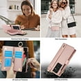 thumbnail image 7 of Crossbody Wallet Case for Samsung Galaxy S21 Ultra RFID Blocking Card Slots, PU Leather Wristband Strap Zipper Pocket Phone Case with Stand Secure Ring Buckle for Samsung Galaxy S21 Ultra, Rosegold, 7 of 7