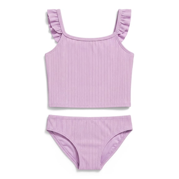 Ocean Gear Girls Two Piece Solid Rib Swim Set, Sizes 4-18