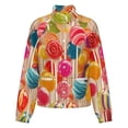 thumbnail image 5 of Jackets for Women Winter Coat Jackets Flannel Stand Collar Jacket(Pastel Rainbow Lollipop,Size:S-4XL), 5 of 7