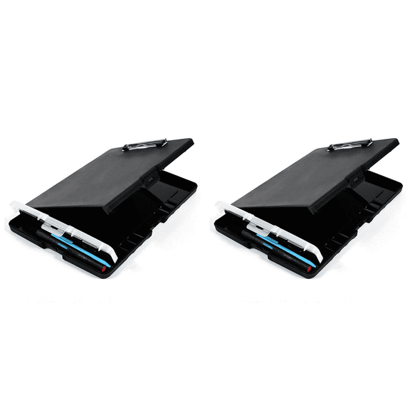 2X Clip Board Organizer Clipboards with Storage Nursing Clipboard Foldable File Folder Plastic (Black)