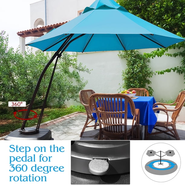 coral coast offset patio umbrella Kozyard 10' Cantilever Hanging Large Market Style for Outdoor Balcony Table or Large Garden Terrace (Blue) open and tilt umbrella in one smooth motion Traditional design covers two lounge chairs or a dining table that seats up to six A wind vent enhances airflow on breezy days Furniture Care Cantilever Umbrella - Coral Bay