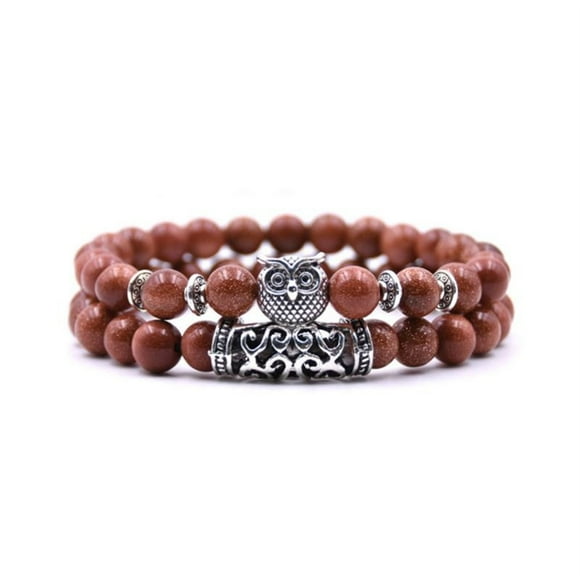Wentin Bracelets Clearance! Natural Stone Owl Bracelet Natural Stone Owl Beaded Bracelet Volcano Rock Red Pin E Versatile Couple Bracelet