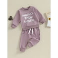 thumbnail image 3 of Wassery Toddler Girl Fall Clothes 3M 6M 12M 18M 24M 3T Baby Girls Letter Print Long Sleeve Sweatshirt Pullover Tops Solid Color Long Pants 2 Pcs Autumn Outfit for Infant Newborn Girl, 3 of 8