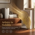 thumbnail image 3 of REGALWOVEN Decorative Metal Bookends, Leaf Design Book Ends for Shelves, Non-Skid Botanical Book Stopper for Home Office, 2Pcs Gold 4.9"L x 4.9"W x 4.9"H, 3 of 5