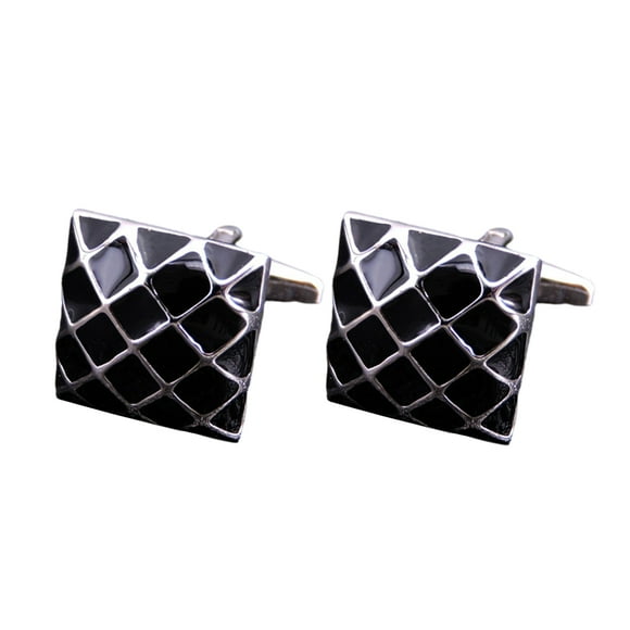 1 par de gemelos cuadrados para hombre, gemelos de camiseta, de botón pulido para trajes de accesorio de jo , Red plateada negra BLESIY Gemelos Camisa Cuadrados