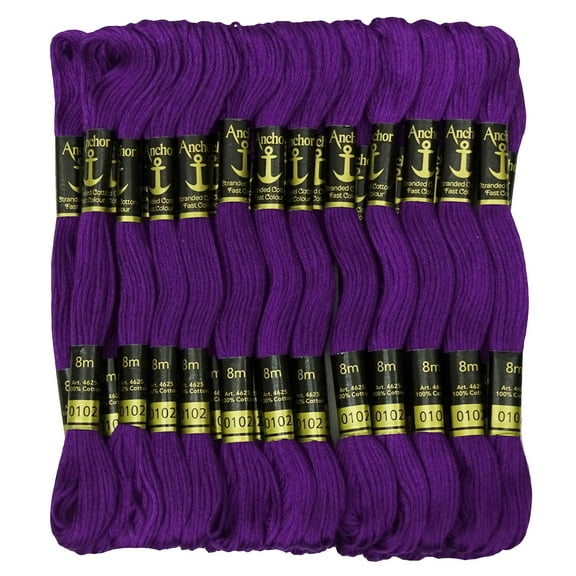 IBA Indianbeautifulart Cross Stitch Hand Embroidery Floss Stranded Cotton Thread Skeins-Purple