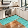 thumbnail image 3 of Kitchen Rugs Sets Of 2,Turquoise Geometric Quatrefoil Pattern Anti Fatigue Kitchen Mat Rugs Non Slip Washable,Decorative Kitchen Floor Mats for Kitchen,Sink,Laundry,17"X47", 3 of 5