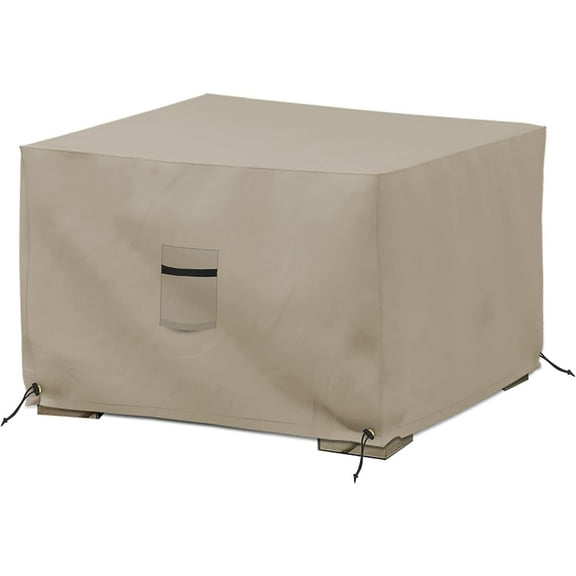 Covers & All Square Ottoman Cover, Waterproof & UV-resistant (21"W x 21"D x 17"H, Beige)