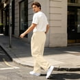 thumbnail image 4 of Dwelliawo Boys Sweatpants Wide Leg Straight Open Bottom Pants Elastic Waist Athletic Joggers Casual Sweat Pant with Pockets Beige 2xL, 4 of 5