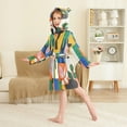 thumbnail image 4 of FORMRS Niños Bathrobe Unisex Hooded Robe Soft Plush Pajamas Sleepwear, Size 10-12T, Abstract Plants, 4 of 7
