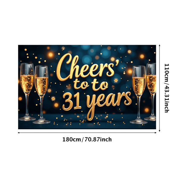 LUUFILx Cheers to 31 Years Banner Backdrop Background Party Supplies Anniversary Celebration Decor Photography Props Event Decorations Festive Happy Birthday