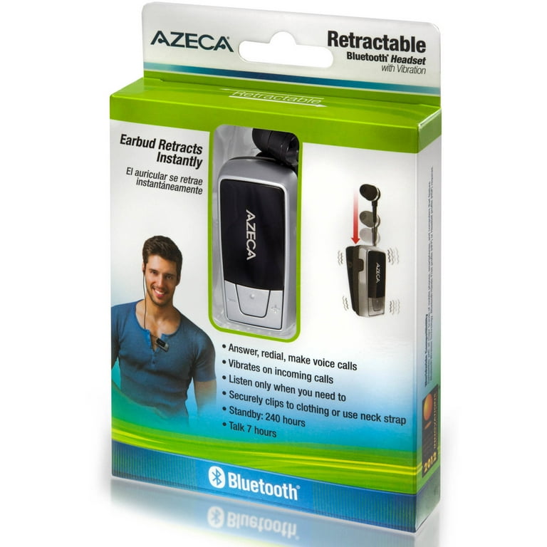 Azeca AZM04 Vibration Retractable Bluetooth Headset, Silver: Electronics -  Walmart.com